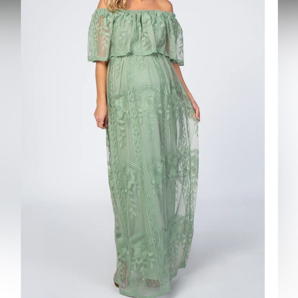 Light Green Lace Maxi Maternity Dress